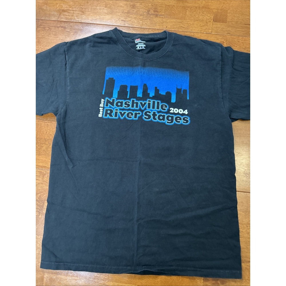 Vintage Nashville River Stage Concert T Shirt Size Medium Black Foo Fighters Y2K